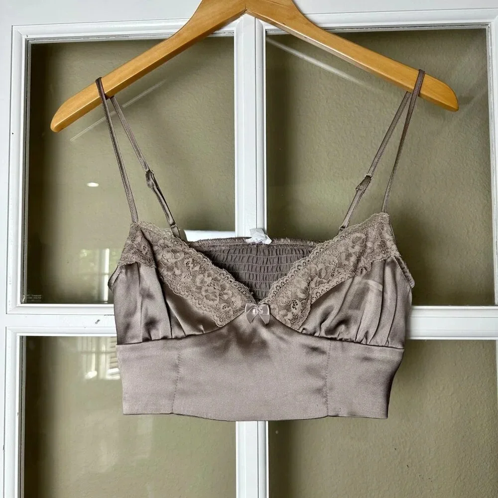 GARAGE Satin Lace Bra Top Corset Bustier Crop - Small - Picture 2 of 5